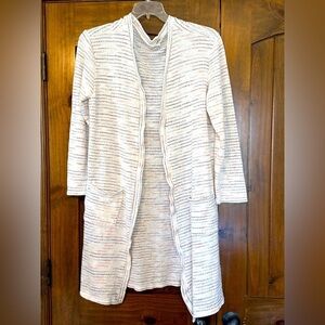 Super Soft Cream and Brown & Grey Striped Long Cardigan by Another Reason Sz XL